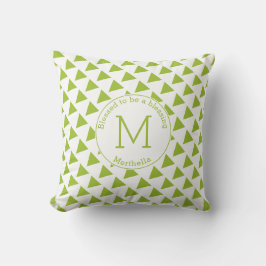 Monogram Lime Green für geometrische Dreiecke Kissen