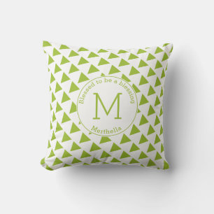 Monogram Lime Green für geometrische Dreiecke Kissen