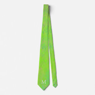 Monogram Lime Green Marble Art Krawatte