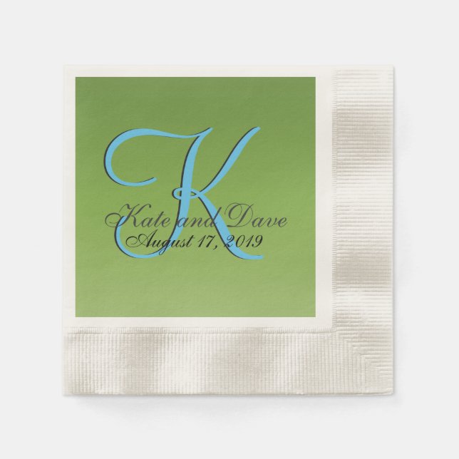 Monogram Lime Green Wedding Serviette (Vorderseite)