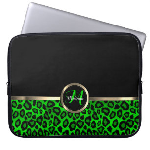 Monogram Limon und Black Leopard mit Goldakzent Laptopschutzhülle