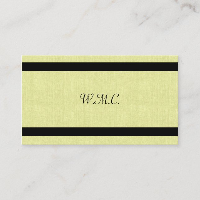 Monogram-Linen und schwarze Grenze Visitenkarte (Vorderseite)