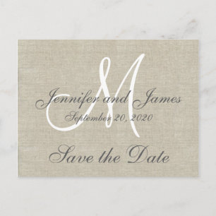 Monogram Linse Save the Date Ankündigungspostkarte