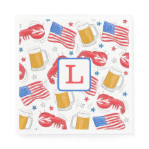Monogram Lobster Beer Flag Star Paper Teller