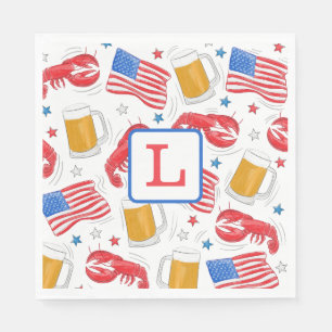 Monogram Lobster Beer Flag Star Paper Teller Serviette