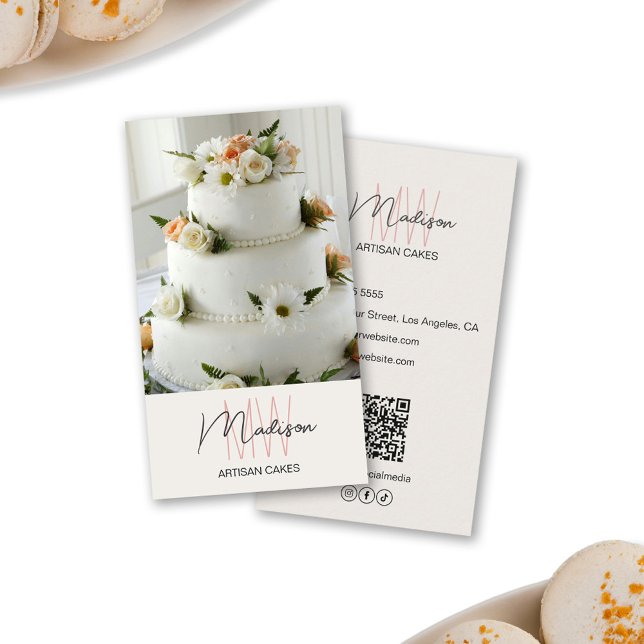 Monogram Logo Bakake Cake Visitenkarte (Monogram Logo Bakery Cake Business Card)
