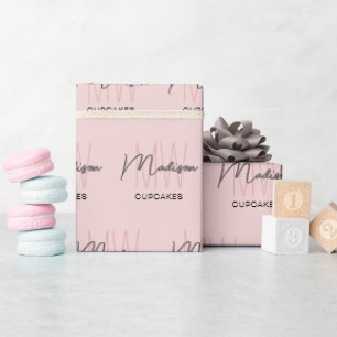 Monogram Logo Bakery Pink Geschenkpapier