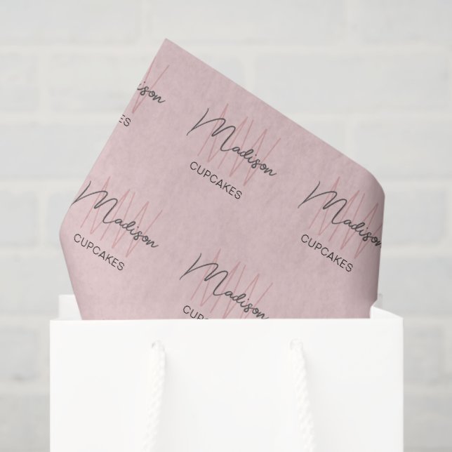 Monogram Logo Bakery Pink Tissue Paper Seidenpapier (Geschenk Tasche)