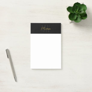 Monogram Logo Black und Gold Modern Minimalistisch Post-it Klebezettel