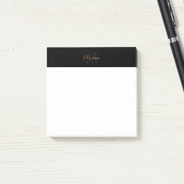 Monogram Logo Black und Gold Modern Minimalistisch Post-it Klebezettel