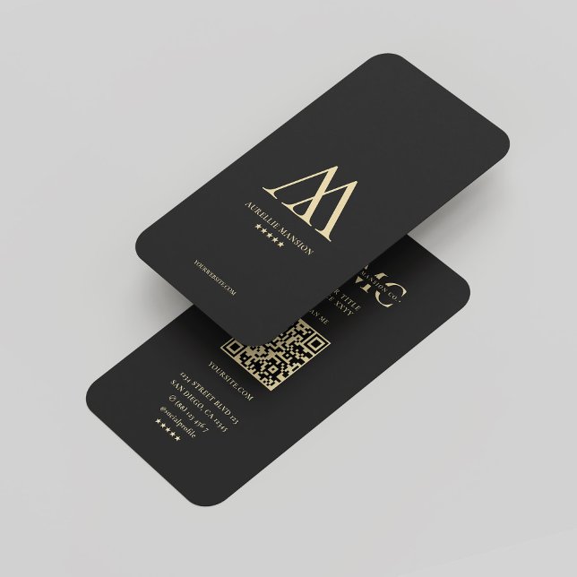Monogram Logo Company A M Modern Black Gold Visitenkarte (Monogram Logo Company A M Modern Black Gold Business Card
)