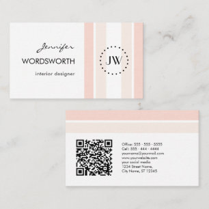Monogram Logo Coral Pastell Beruflich QR Code Visitenkarte