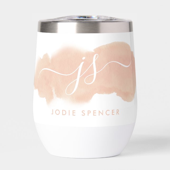 MONOGRAM LOGO Elegante Initialen Rosa Aquarell (Vorderseite)