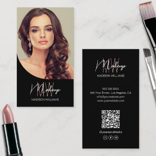 Monogram Logo Foto Makeup Artist Black Visitenkarte