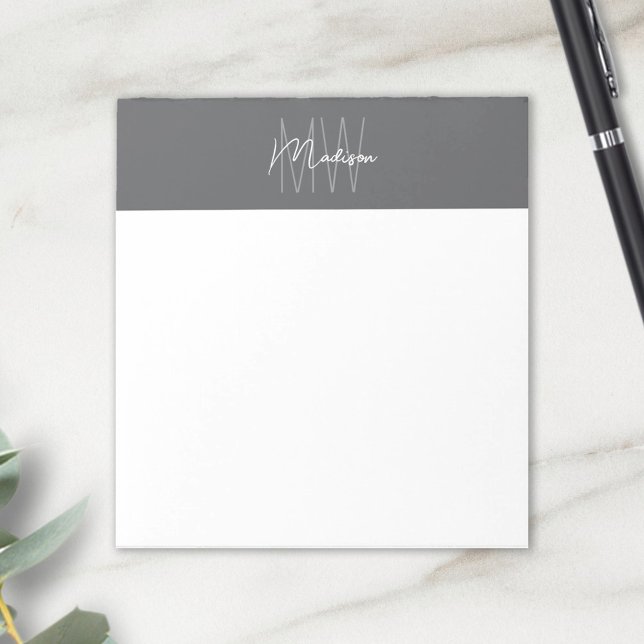 Monogram Logo Grau Moderne Minimalistisch Notizblock (Monogram Logo Gray Modern Minimalist Notepad)