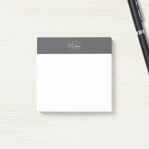 Monogram Logo Grau Moderne Minimalistisch Post-it Klebezettel