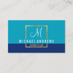 MONOGRAM LOGO Moderne Smart Gold Box Aqua Marine B Visitenkarte