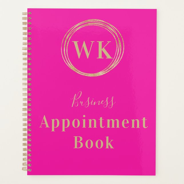 Monogram Logo Pink Gold Business Termin Buch Planer (Vorderseite)