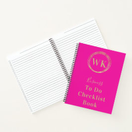 Monogram Logo Pink Gold Business zur Checkliste Notizbuch