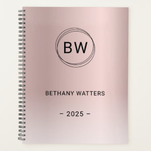Monogram Logo Rose Gold Blush Metallic Planer