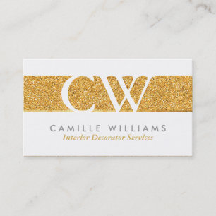 MONOGRAM LOGO smart glamour Gold-Folie Glitzer Visitenkarte