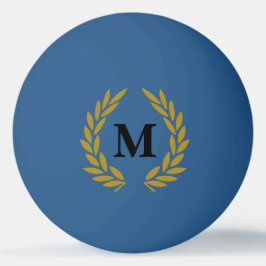 Monogram Lorberkranz Blau Gold Tischtennisball