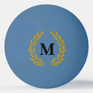 Monogram Lorberkranz Blau Gold Tischtennisball