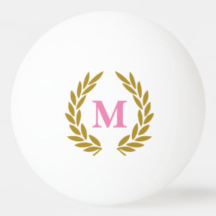 Monogram Lorberkranz Rosa Tischtennisball