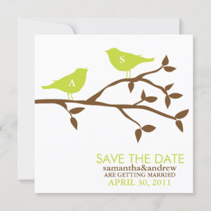 Monogram Love Birds Wedding Save the Date Cards Einladung