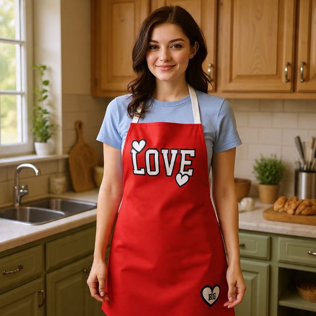 Monogram Love Modern Minimalist and Trendy Schürze (Monogram Love Modern Minimalist and Trendy Apron
by Ricaso. Monogrammed with your initials )
