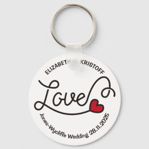 Monogram Love Modern Typography Art Red Heart Schlüsselanhänger