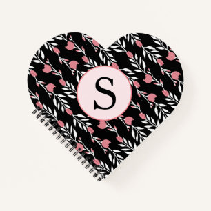 Monogram Lovely Pink Roses Notizbuch