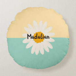 Monogram Lovely two tones Blue Beige floral Rundes Kissen