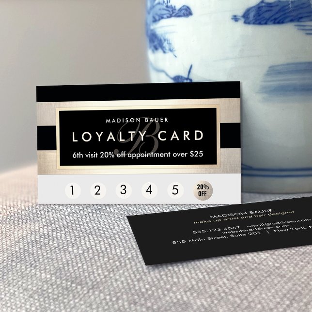 Monogram Loyalty 6 Punch Gold und Black Strip Treuekarte (Von Creator hochgeladen)