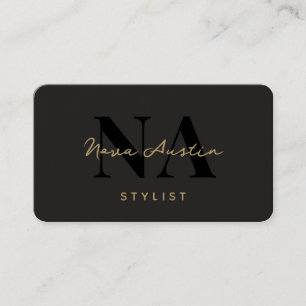 Monogram Luxe Trendy Aesthetic Gold Black QR Code Visitenkarte