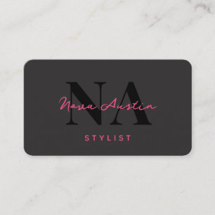 Monogram Luxe Trendy Ästhetik Hot Pink QR Code Visitenkarte