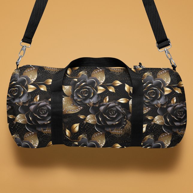 Monogram Luxury Black Rose Floral Pattern Duffle Bag (Von Creator hochgeladen)