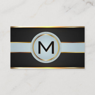 Monogram Luxury Gold Metallic Banner Black Mesh Visitenkarte