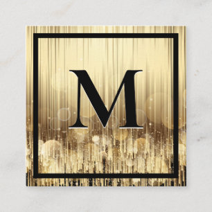 Monogram Luxury Golden Black Background Quadratische Visitenkarte