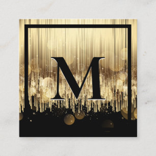 Monogram Luxury Golden Black Background Quadratische Visitenkarte