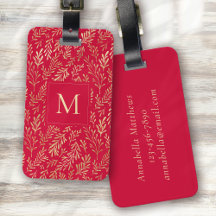 Monogram Luxury Red Gold Leaf Muster Festivals