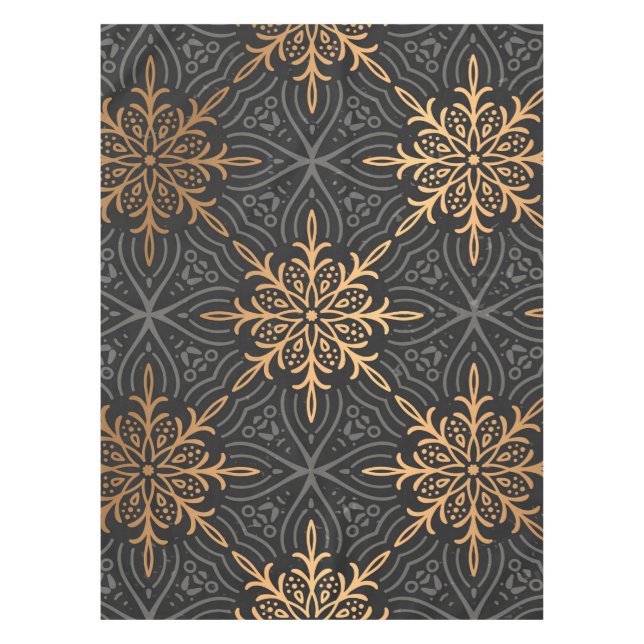 Monogram Luxus gold mandala Muster Tischdecke (Vorderseite)