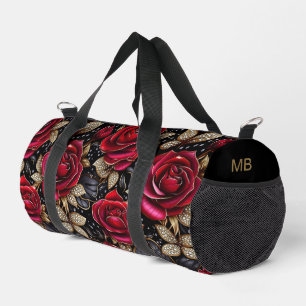 Monogram Luxus Rote Rose Blumenmuster Duffle Bag