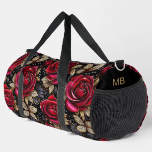 Monogram Luxus Rote Rose Blumenmuster Duffle Bag
