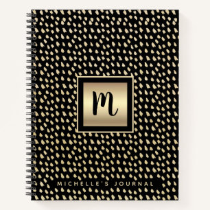 Monogram Luxus schwarze Goldfolie fett modernes Sk Notizbuch