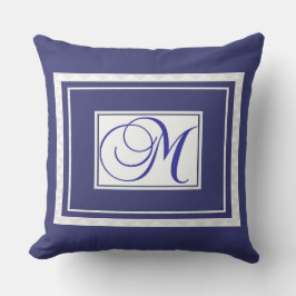 Monogram M Blue White Script Kissen