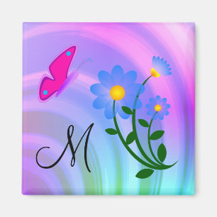 Monogram M Blumen Butterfly Magnet
