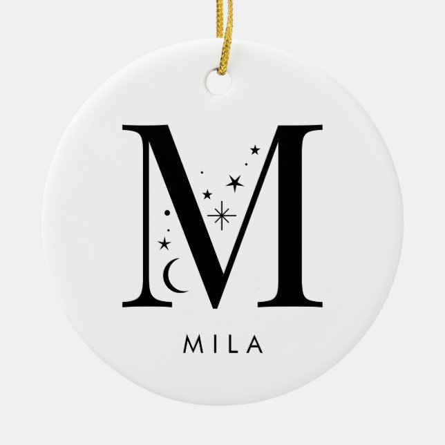 Monogram M Celestie Name Keramik Ornament (Vorne)