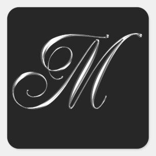Monogram M Formal Wedding Umschlag Aufkleber Stick