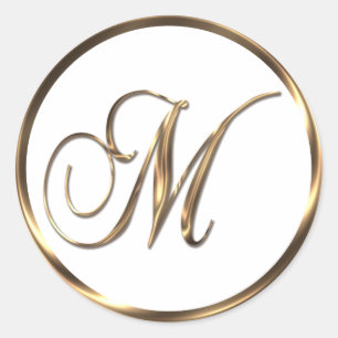 Monogram M Imitate Bronze Runder Aufkleber